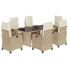 Image de vidaXL Ensemble de jardin 7 pièces avec coussins Beige Poly rotin