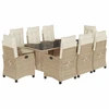 Image de vidaXL Salon de jardin 9 pièces avec coussins Beige Poly Rattan