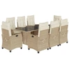 Image de vidaXL Salon de jardin 9 pièces avec coussins Beige Poly Rattan