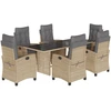 Image de vidaXL Ensemble de jardin 7 pièces avec coussins Mélange beige Poly rotin