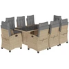 Image de vidaXL Salon de jardin 9 pièces avec coussins Mélange beige Poly rotin