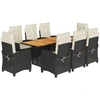 Image de vidaXL Salon de jardin 9 pièces avec coussins noir poly rotin