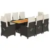 Image de vidaXL Salon de jardin 9 pièces avec coussins noir poly rotin