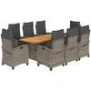 Image de vidaXL Salon de jardin 9 pièces avec coussins Gris Poly Rattan