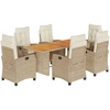 Image de vidaXL Ensemble de jardin 7 pièces avec coussins Beige Poly rotin