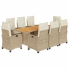 Image de vidaXL Salon de jardin 9 pièces avec coussins Beige Poly Rattan