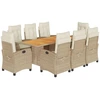 Image de vidaXL Salon de jardin 9 pièces avec coussins Beige Poly Rattan