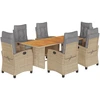 Image de vidaXL Ensemble de jardin 7 pièces avec coussins Mélange beige Poly rotin