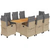Image de vidaXL Salon de jardin 9 pièces avec coussins Mélange beige Poly rotin
