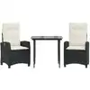 Image de vidaXL Ensemble de jardin 3 pièces avec coussins Noir Poly Rattan