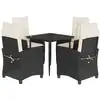 Image de vidaXL Ensemble de jardin 5 pièces avec coussins Noir Poly Rattan