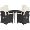Image de vidaXL Ensemble de jardin 5 pièces avec coussins Noir Poly Rattan