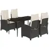 Image de vidaXL Ensemble de jardin 5 pièces avec coussins Noir Poly Rattan