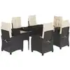 Image de vidaXL Ensemble de jardin 7 pièces avec coussins Noir Poly Rattan