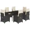Image de vidaXL Ensemble de jardin 7 pièces avec coussins Noir Poly Rattan