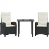 Image de vidaXL Ensemble de jardin 3 pièces avec coussins Noir Poly Rattan