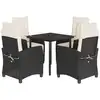 Image de vidaXL Ensemble de jardin 5 pièces avec coussins Noir Poly Rattan