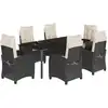 Image de vidaXL Ensemble de jardin 7 pièces avec coussins Noir Poly Rattan