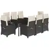 Image de vidaXL Salon de jardin 9 pièces avec coussins noir poly rotin
