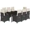 Image de vidaXL Salon de jardin 9 pièces avec coussins noir poly rotin
