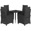 Image de vidaXL Ensemble de jardin 5 pièces avec coussins Noir Poly Rattan