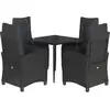 Image de vidaXL Ensemble de jardin 5 pièces avec coussins Noir Poly Rattan