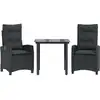 Image de vidaXL Ensemble de jardin 3 pièces avec coussins Noir Poly Rattan