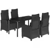 Image de vidaXL Ensemble de jardin 5 pièces avec coussins Noir Poly Rattan