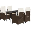 Image de vidaXL Ensemble de jardin 5 pièces avec coussins Marron Poly rotin