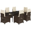 Image de vidaXL Ensemble de jardin 7 pièces avec coussins Marron Poly rotin