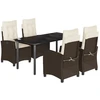 Image de vidaXL Ensemble de jardin 5 pièces avec coussins Marron Poly rotin