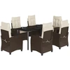 Image de vidaXL Ensemble de jardin 7 pièces avec coussins Marron Poly rotin