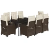 Image de vidaXL Salon de jardin 9 pièces avec coussins Marron Poly rotin