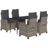 Image de vidaXL Ensemble de jardin 5 pièces avec coussins Gris Poly rotin