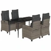 Image de vidaXL Ensemble de jardin 5 pièces avec coussins Gris Poly rotin