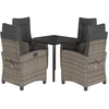 Image de vidaXL Ensemble de jardin 5 pièces avec coussins Gris Poly rotin