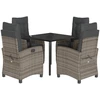 Image de vidaXL Ensemble de jardin 5 pièces avec coussins Gris Poly rotin