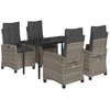 Image de vidaXL Ensemble de jardin 5 pièces avec coussins Gris Poly rotin