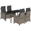 Image de vidaXL Ensemble de jardin 5 pièces avec coussins Gris Poly rotin