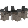 Image de vidaXL Ensemble de jardin 7 pièces avec coussins Gris Poly rotin