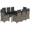 Image de vidaXL Salon de jardin 9 pièces avec coussins Gris Poly Rattan
