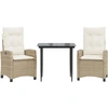 Image de vidaXL Ensemble de jardin 3 pièces avec coussins Beige Poly Rattan