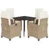 Image de vidaXL Salon de jardin 5 pièces avec coussins Beige Poly Rattan
