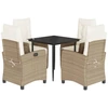 Image de vidaXL Salon de jardin 5 pièces avec coussins Beige Poly Rattan