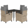 Image de vidaXL Salon de jardin 5 pièces avec coussins Mélange beige Poly rotin