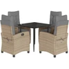 Image de vidaXL Salon de jardin 5 pièces avec coussins Mélange beige Poly rotin