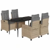Image de vidaXL Salon de jardin 5 pièces avec coussins Mélange beige Poly rotin