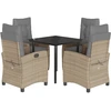 Image de vidaXL Salon de jardin 5 pièces avec coussins Mélange beige Poly rotin