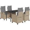 Image de vidaXL Salon de jardin 5 pièces avec coussins Mélange beige Poly rotin