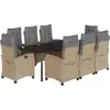 Image de vidaXL Salon de jardin 9 pièces avec coussins Mélange beige Poly rotin